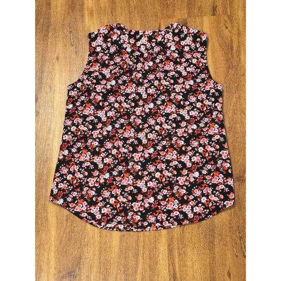 EUC! Jones New York Collection Sleeveless Floral Blouse Size 10 - Pink & Black - Picture 4 of 4